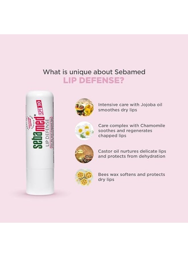 SebaMed Lip Defense Lip Balm With Spf 30 + Vit E | Regenerates Dry, Chapped Lips | Intensive Care With Vit E, Jojoba Oil & Chamomile |Clinically Tested | For Men & Women, 4.8 Gm, White - Image 2